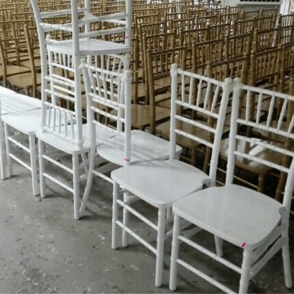 Thumbnail: White and Gold Tiffany Chairs.